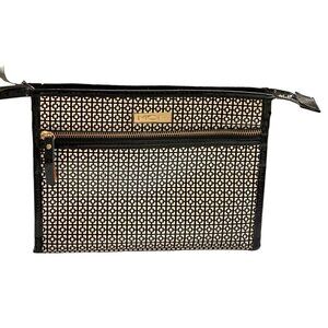 Mor Black & White Geometric Pattern Zip-Up Makeup Bag